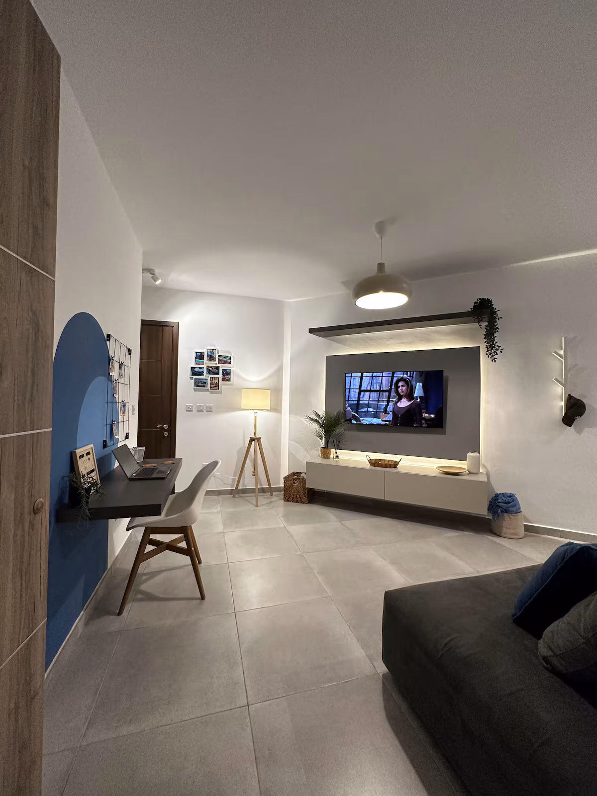 Living area of the Blue Moon apartment in Marsaxlokk
